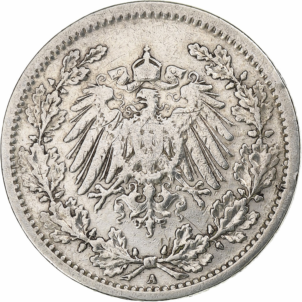 GERMANIA - IMPERO, 1/2 Mark, 1906, Berlin, Argento, MB+, KM:17