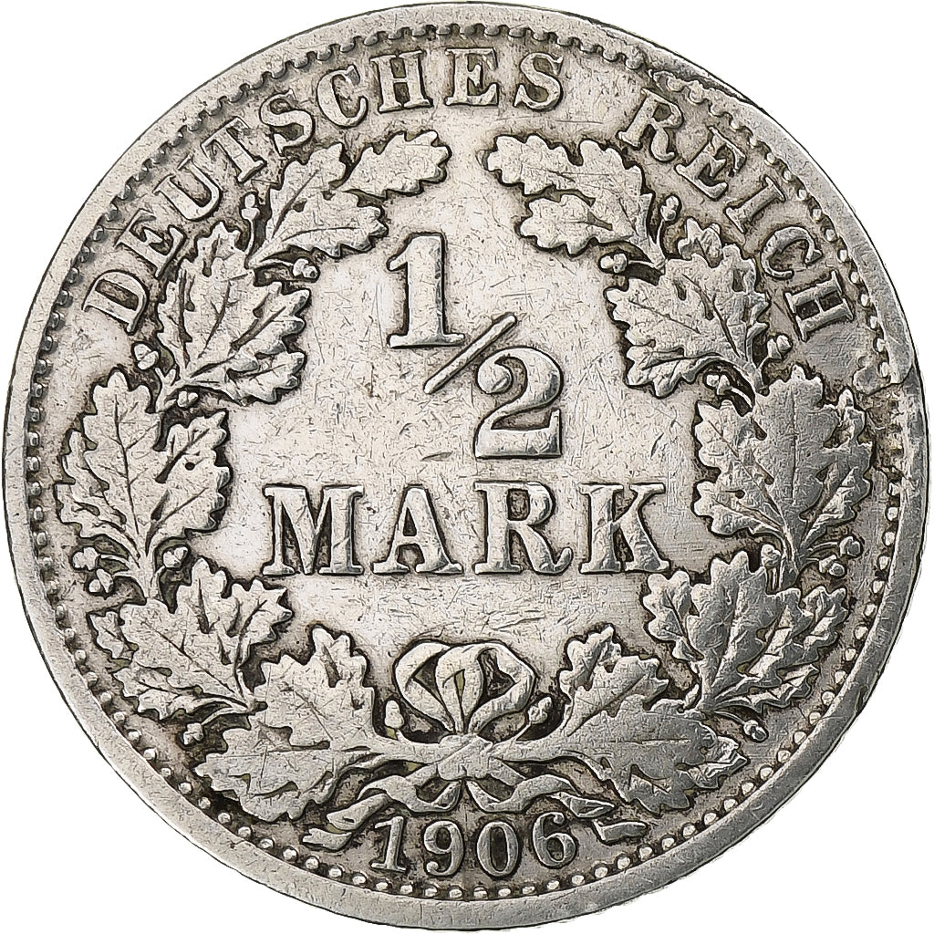 GERMANIA - IMPERO, 1/2 Mark, 1906, Berlin, Argento, MB+, KM:17