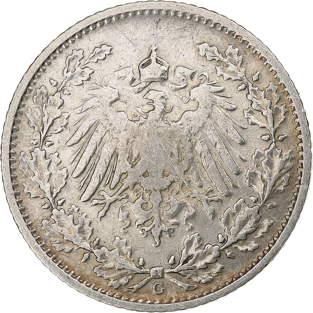 Coin, GERMANY - EMPIRE, 1/2 Mark, 1906, Karlsruhe, VF(30-35), Silver, KM:17