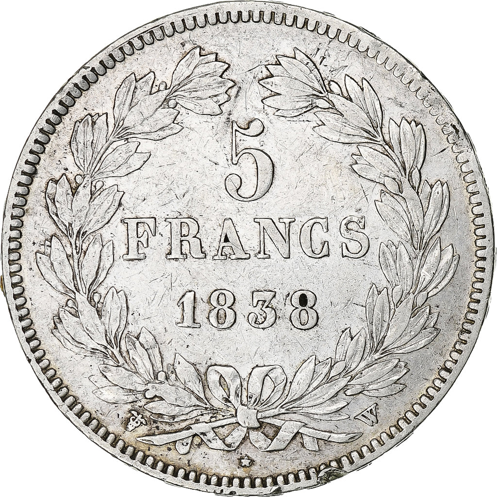 Francia, 5 Francs, Louis-Philippe, 1838, Lille, Plata, MBC, Gadoury:678
