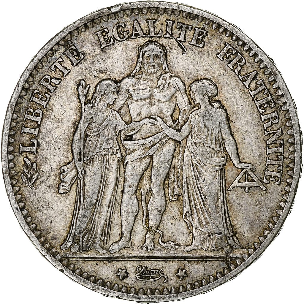 Francia, 5 Francs, Hercule, 1874, Bordeaux, Argento, MB+, KM:820.2
