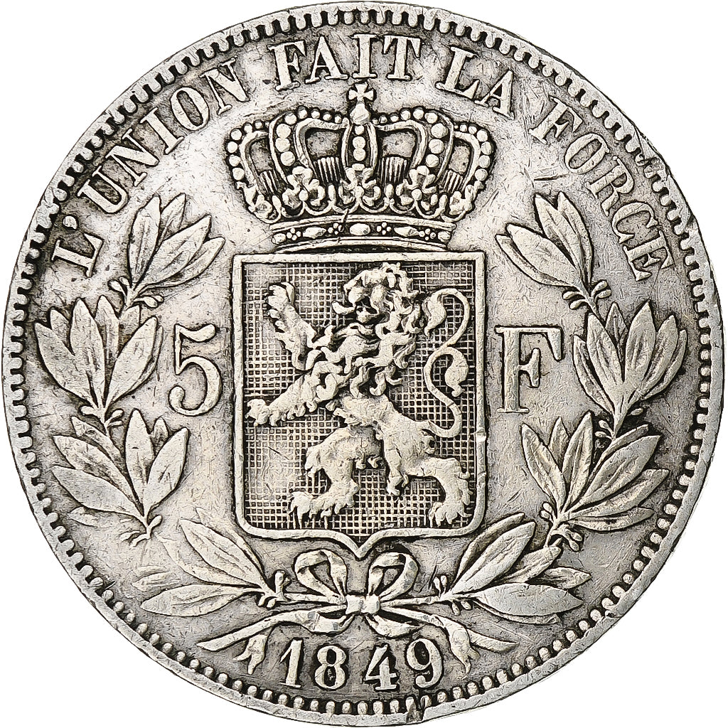 Belgium, Leopold I, 5 Francs, 5 Frank, 1849, Silver, EF(40-45), KM:17