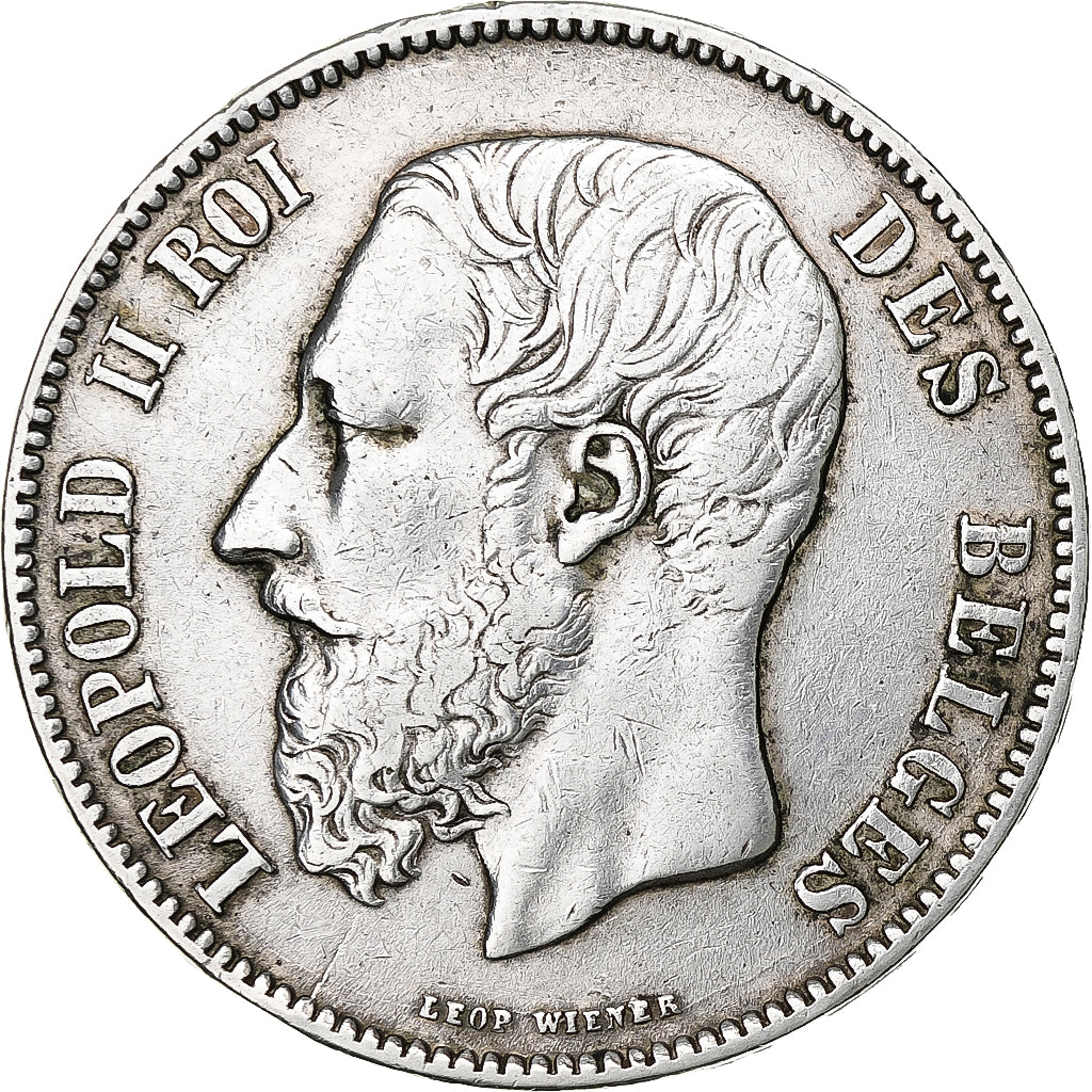Moneta, Belgio, Leopold II, 5 Francs, 5 Frank, 1870, Brussels, BB, Argento