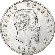 Coin, Italy, Vittorio Emanuele II, 5 Lire, 1875, Milan, EF(40-45), Silver
