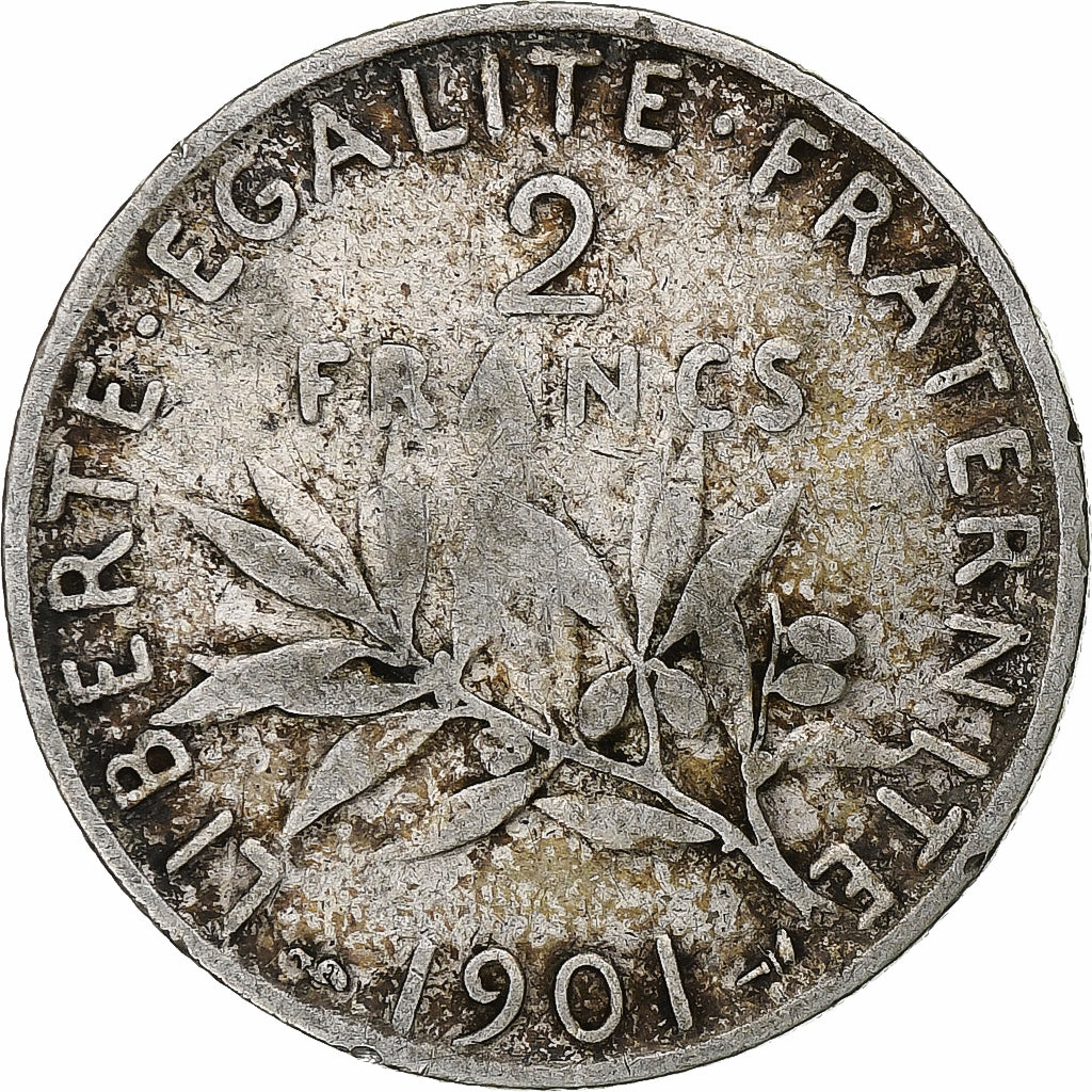 Coin, France, Semeuse, 2 Francs, 1901, Paris, VF(20-25), Silver, KM:845.1