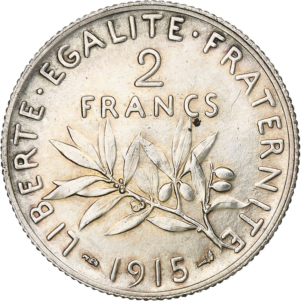 Coin, France, Semeuse, 2 Francs, 1915, Paris, MS(60-62), Silver, KM:845.1