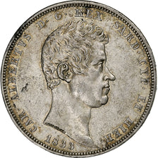 ESTADOS ITALIANOS, SARDINIA, Carlo Alberto, 5 Lire, 1833, Genoa, Prata