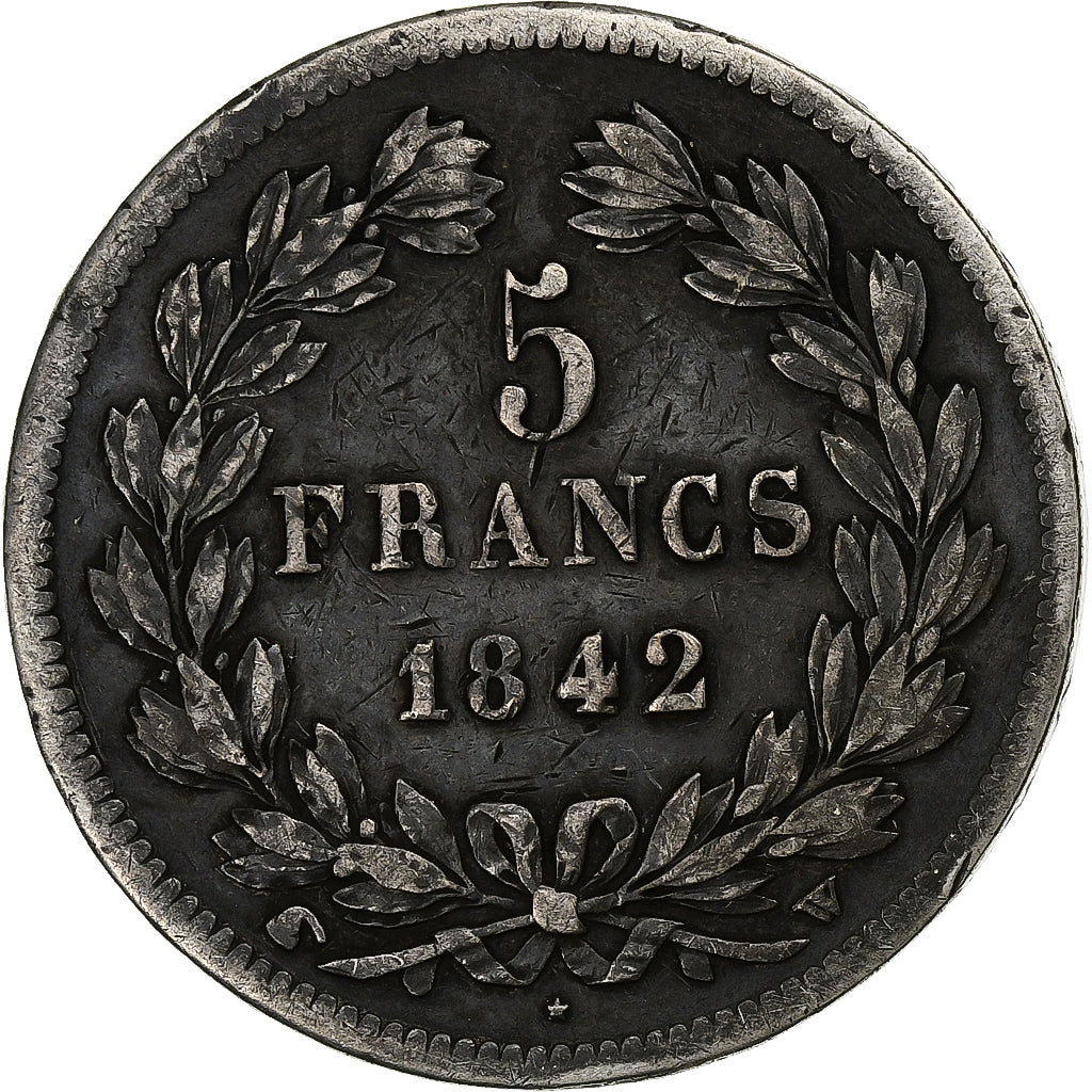 Coin, France, Louis-Philippe, 5 Francs, 1842, Lille, VF(30-35), Silver