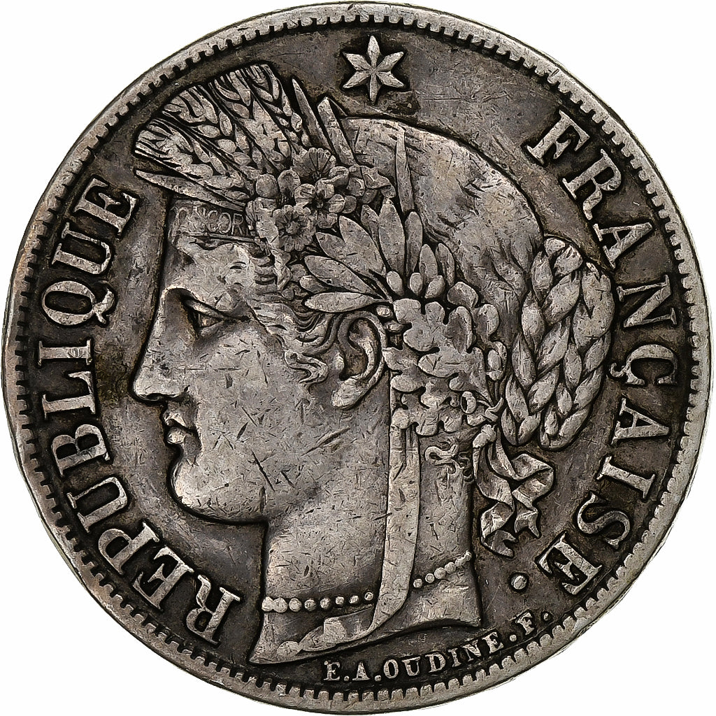 France, Cérès, 5 Francs, 1851, Paris, VF(30-35), Silver, KM:761.1, Gadoury:719