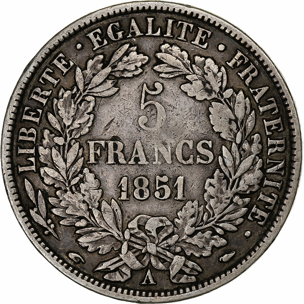 France, Cérès, 5 Francs, 1851, Paris, VF(30-35), Silver, KM:761.1, Gadoury:719