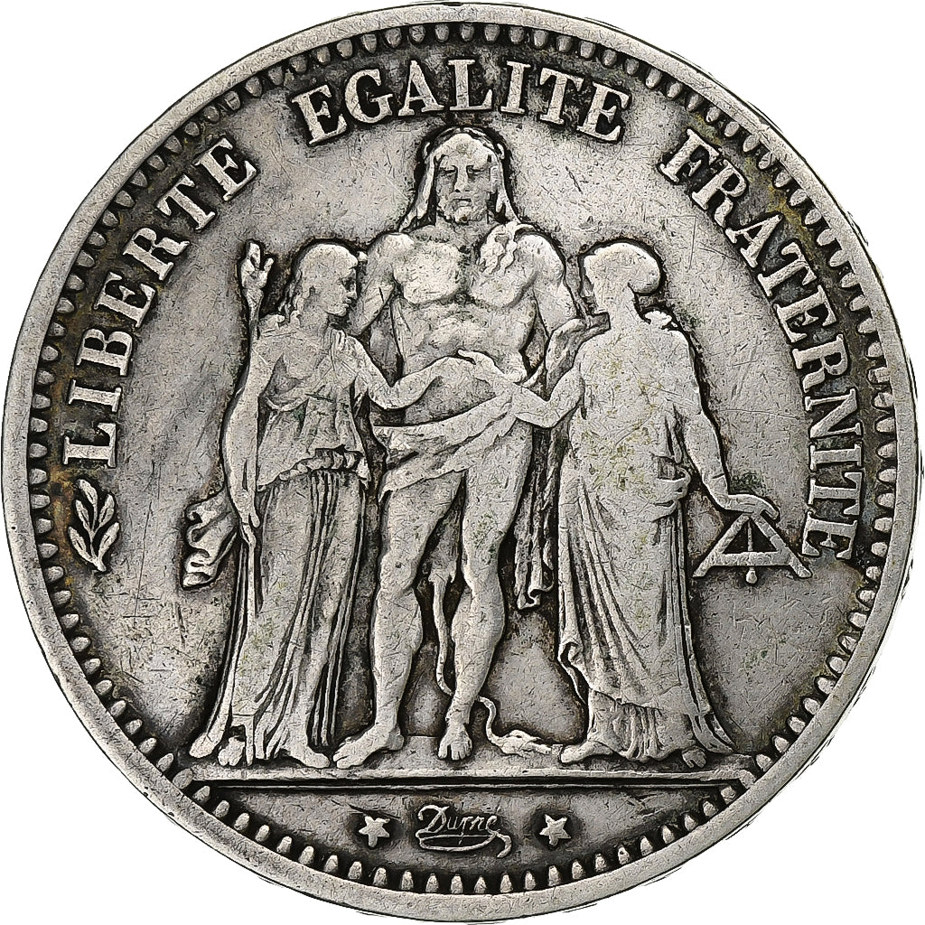 Francia, 5 Francs, Hercule, 1874, Bordeaux, Argento, MB+, Gadoury:745a, KM:820.1