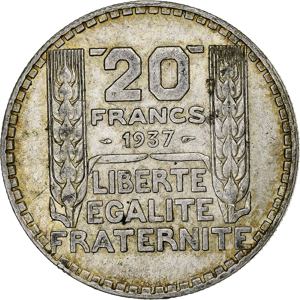 France, Turin, 20 Francs, 1937, Paris, EF(40-45), Silver, KM:879, Gadoury:852