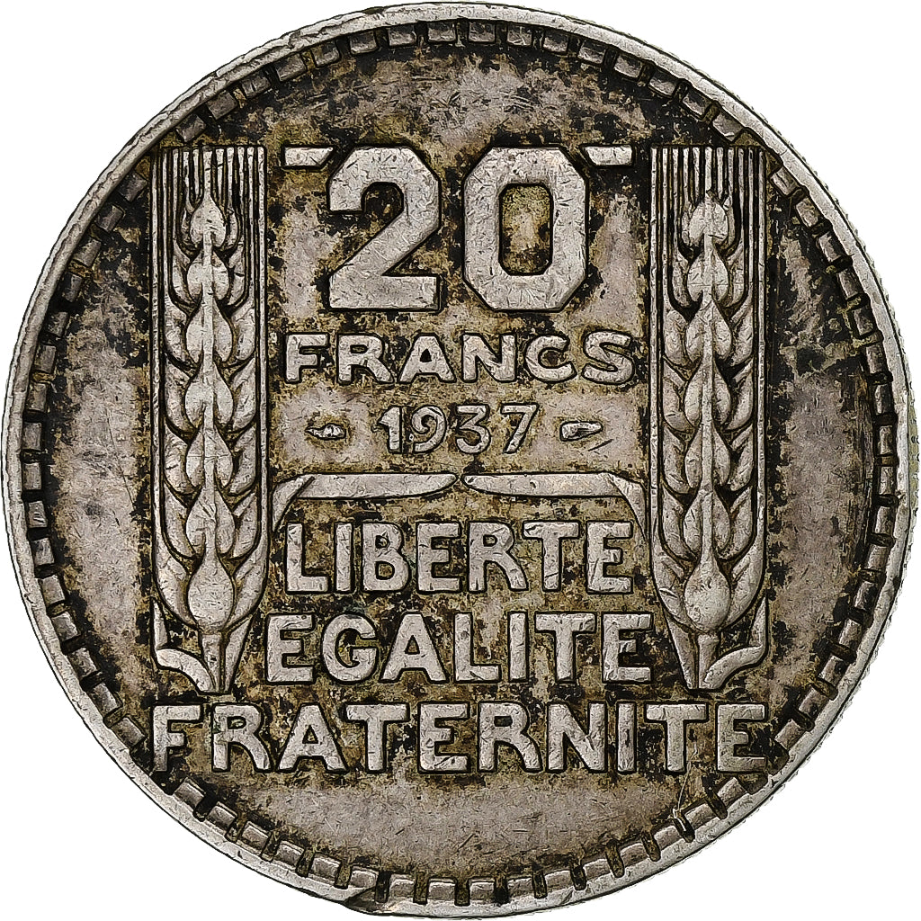 France, Turin, 20 Francs, 1937, Paris, EF(40-45), Silver, KM:879, Gadoury:852