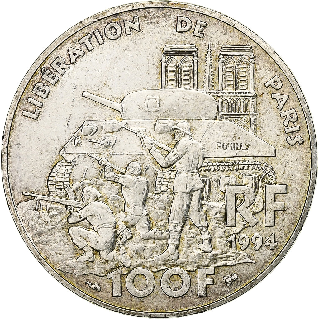 Frankreich, Libération de Paris, 100 Francs, 1994, SS+, Silber, KM:1045.1