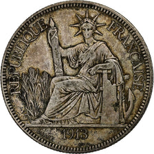 Moeda, INDOCHINA FRANCESA, Piastre, 1913, Paris, EF(40-45), Prata, KM:5a.1