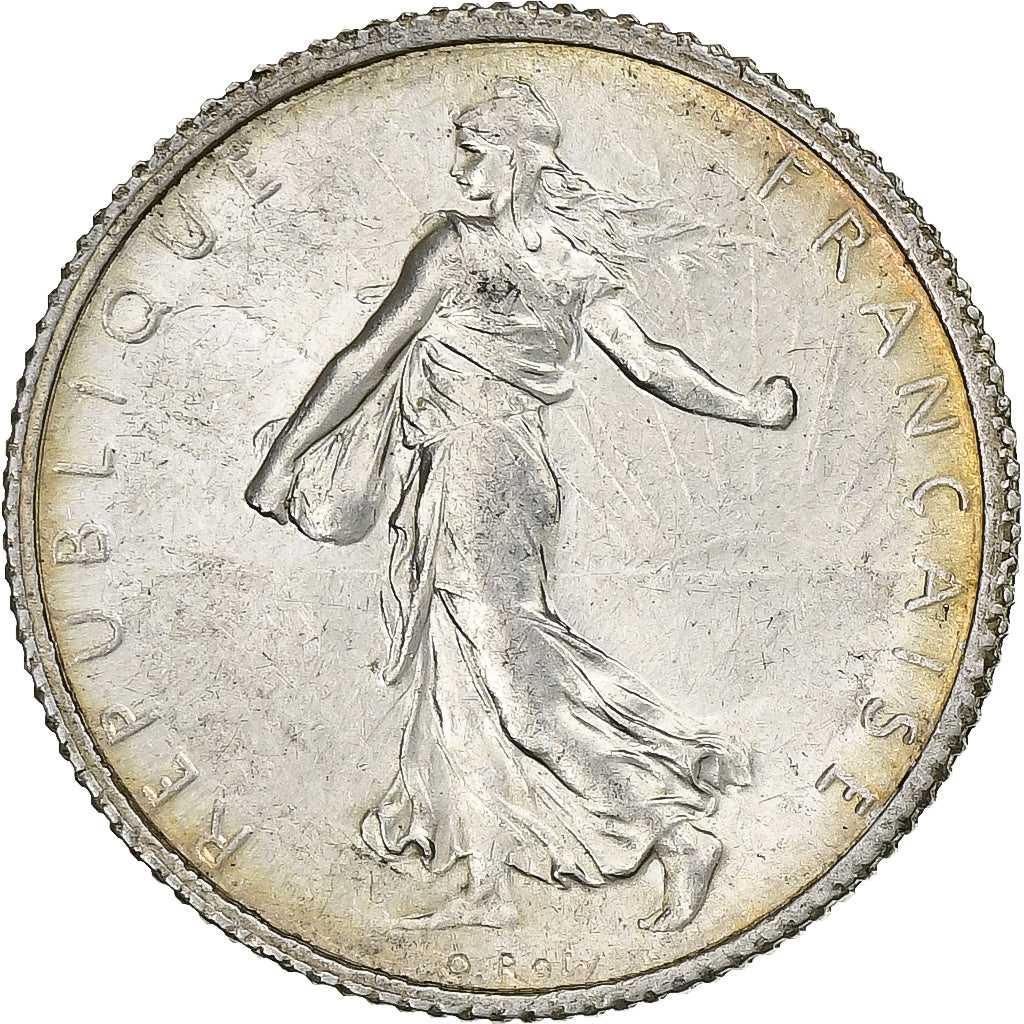 Francja, Franc, Semeuse, 1917, Paris, Srebro, AU(50-53), Gadoury:467, KM:844.1