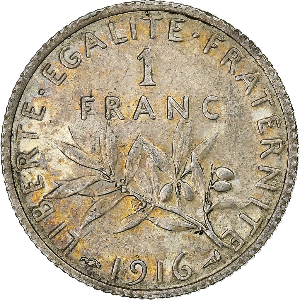 France, Semeuse, Franc, 1916, Paris, TTB+, Argent, KM:844.1, Gadoury:467