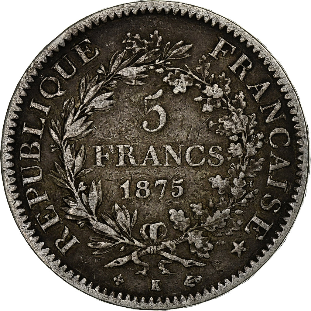 Munten, Frankrijk, Hercule, 5 Francs, 1875, Bordeaux, FR+, Zilver, KM:820.2