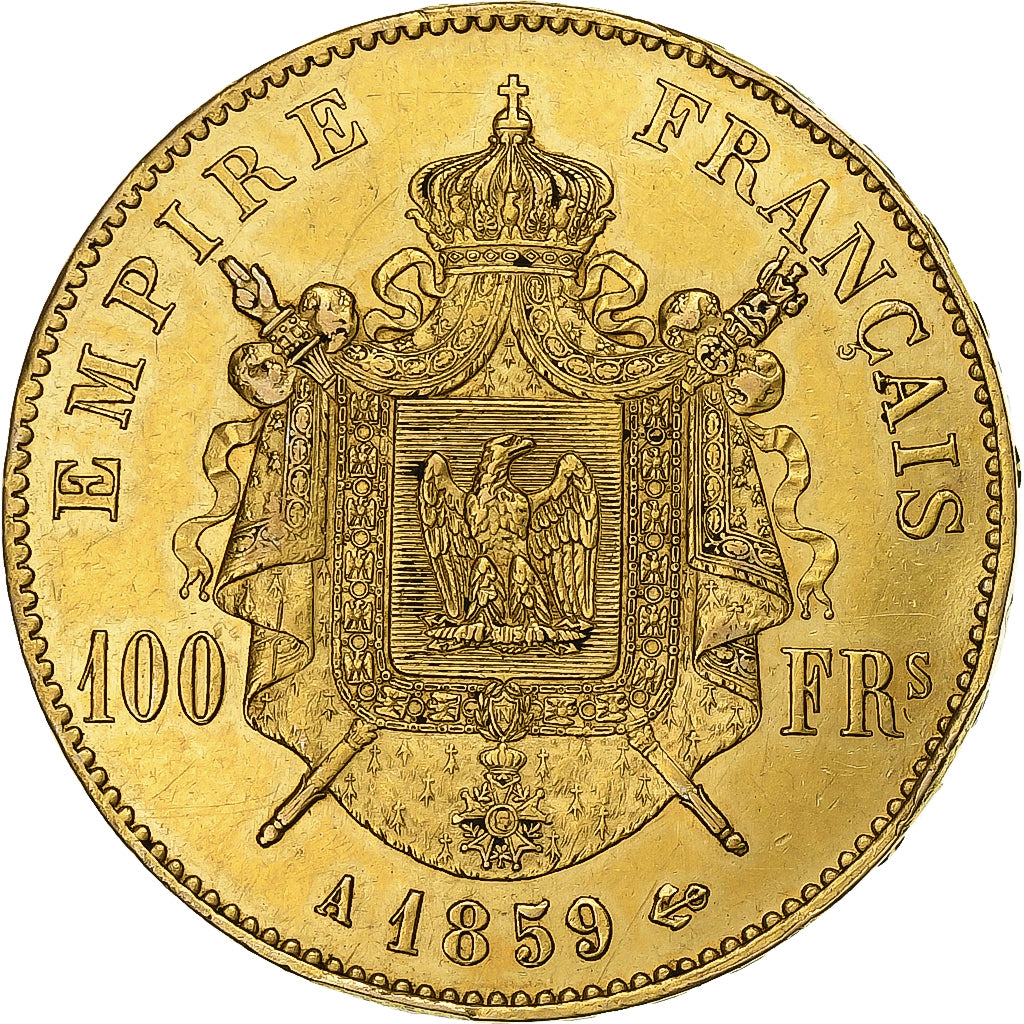 France, Napoleon III, 100 Francs, Napoléon III, 1859, Paris, Gold, AU(50-53)