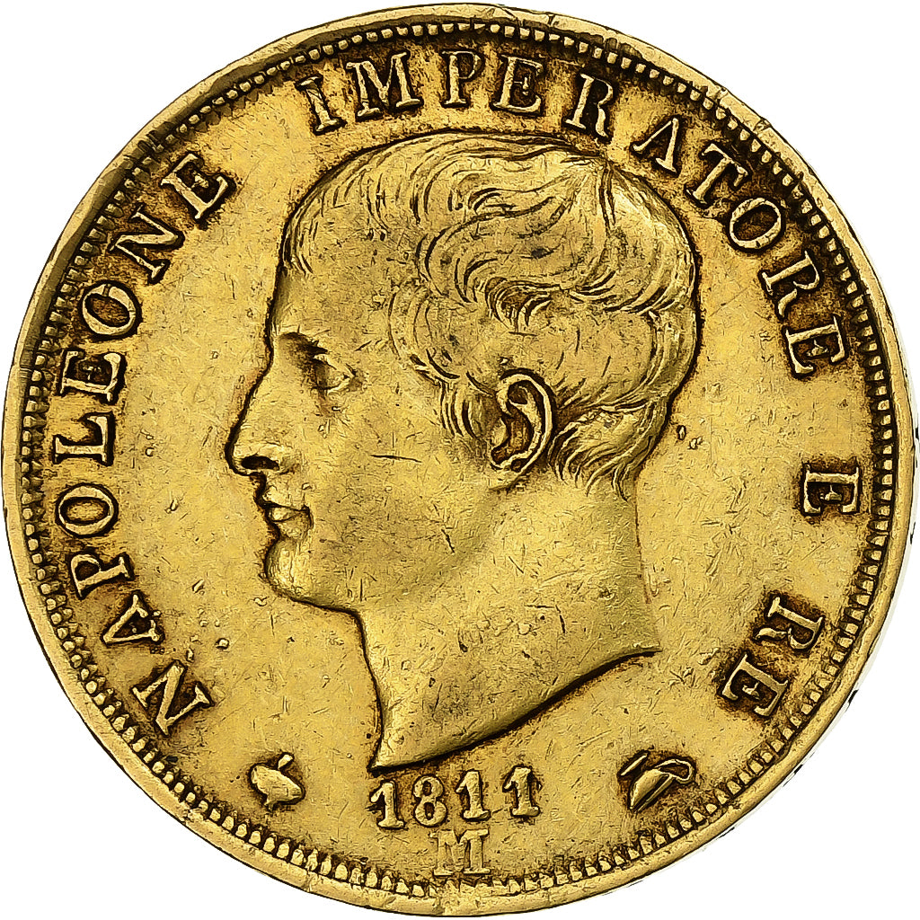 ITALIAN STATES, KINGDOM OF NAPOLEON, Napoleon I, 40 Lire, 1811, Milan, Gold
