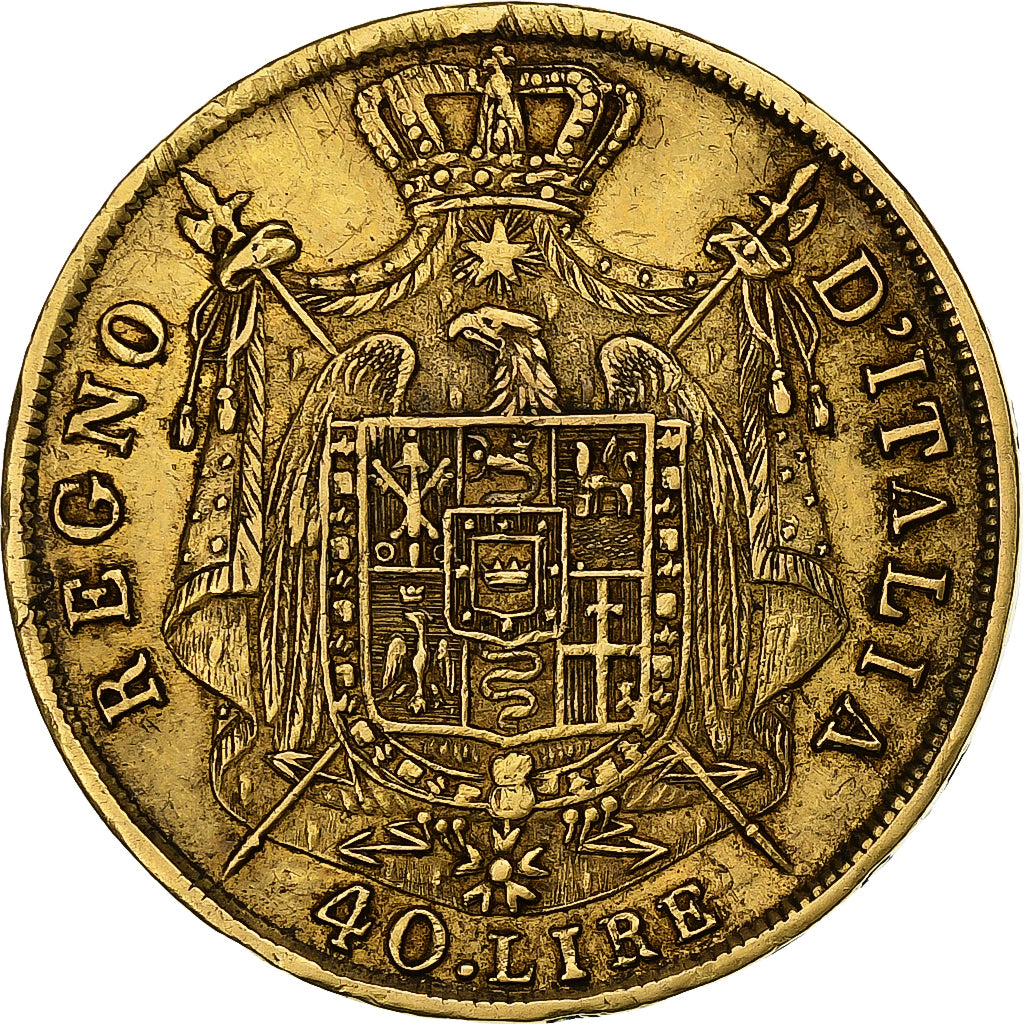 ITALIAN STATES, KINGDOM OF NAPOLEON, Napoleon I, 40 Lire, 1811, Milan, Gold