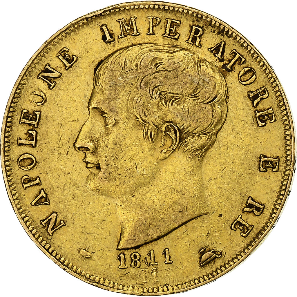 STATI ITALIANI, KINGDOM OF NAPOLEON, Napoleon I, 40 Lire, 1811, Milan, Oro, MB+