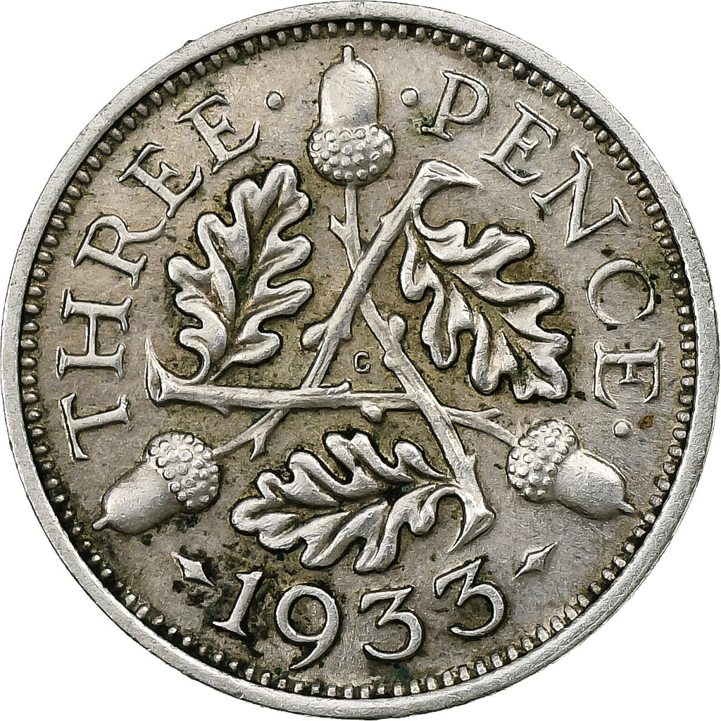 Coin, Great Britain, George V, 3 Pence, 1933, AU(50-53), Silver, KM:831