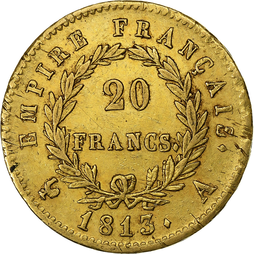 France, Napoléon I, 20 Francs, 1813, Paris, VF(30-35), Gold, KM:695.1