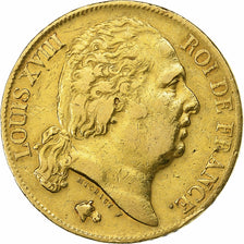 Moeda, França, Louis XVIII, Louis XVIII, 20 Francs, 1817, Paris, VF(30-35)