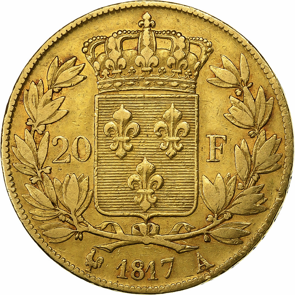 Moeda, França, Louis XVIII, Louis XVIII, 20 Francs, 1817, Paris, VF(30-35)