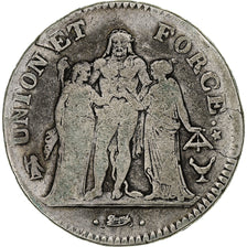 Frankrijk, 5 Francs, Union et Force, AN 9, Bordeaux, Zilver, ZG+, KM:639.5