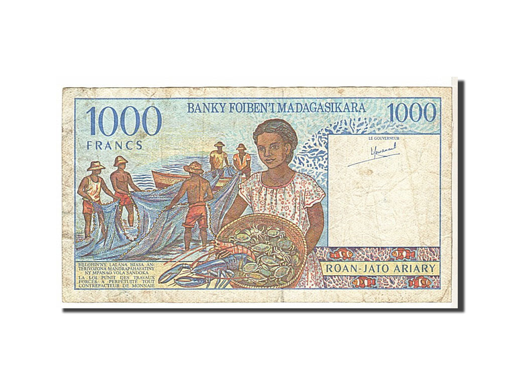 Banknote, Madagascar, 1000 Francs = 200 Ariary, 1994, KM:76a, VF(20-25)