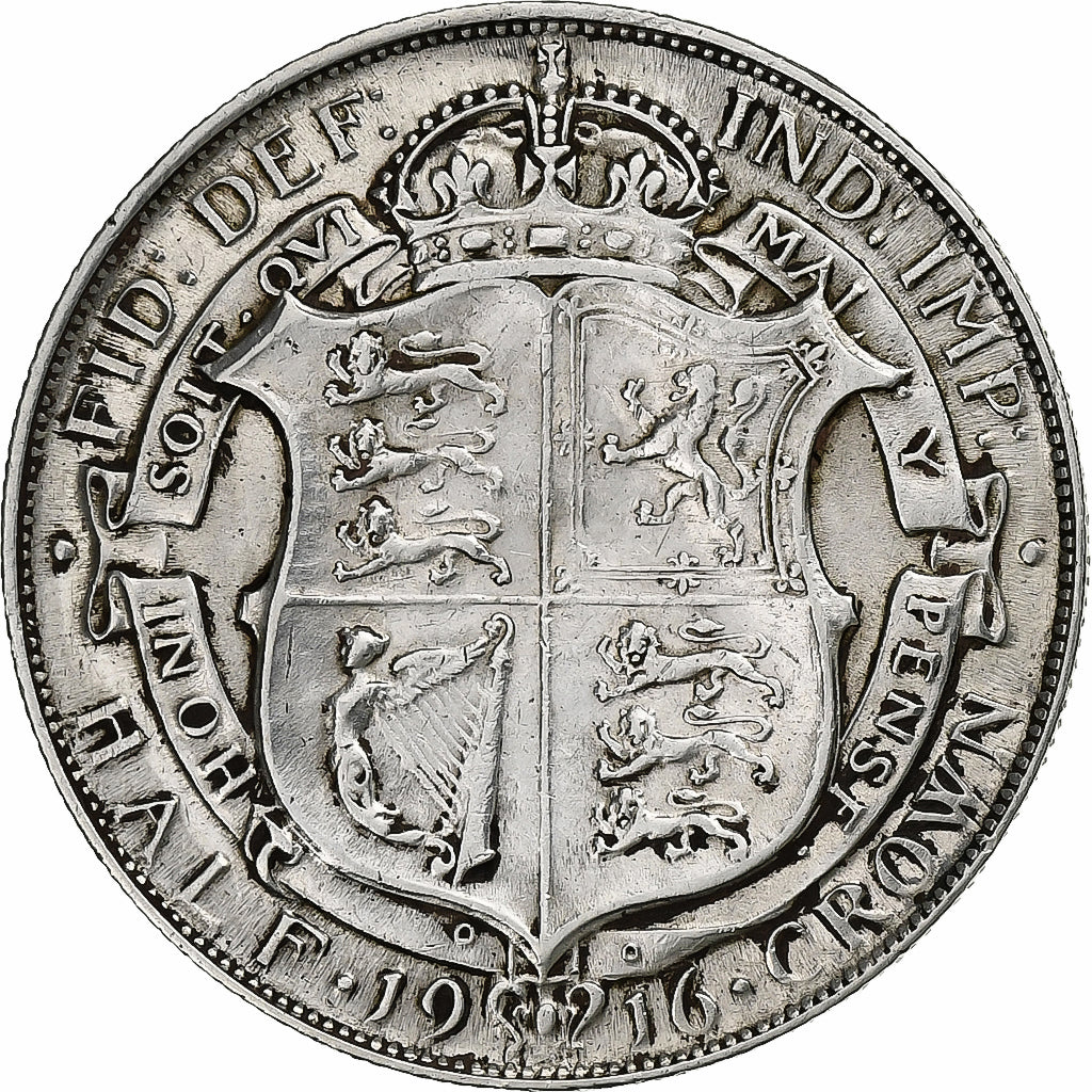 Great Britain, George V, 1/2 Crown, 1916, Silver, VF(30-35), KM:818.1