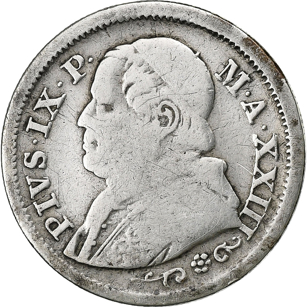 Moneta, STATI ITALIANI, PAPAL STATES, Pius IX, 10 Soldi, 50 Centesimi, 1868