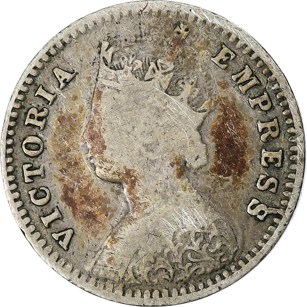 INDIA-BRITISH, Victoria, 2 Annas, 1892, Silver, F(12-15), KM:488