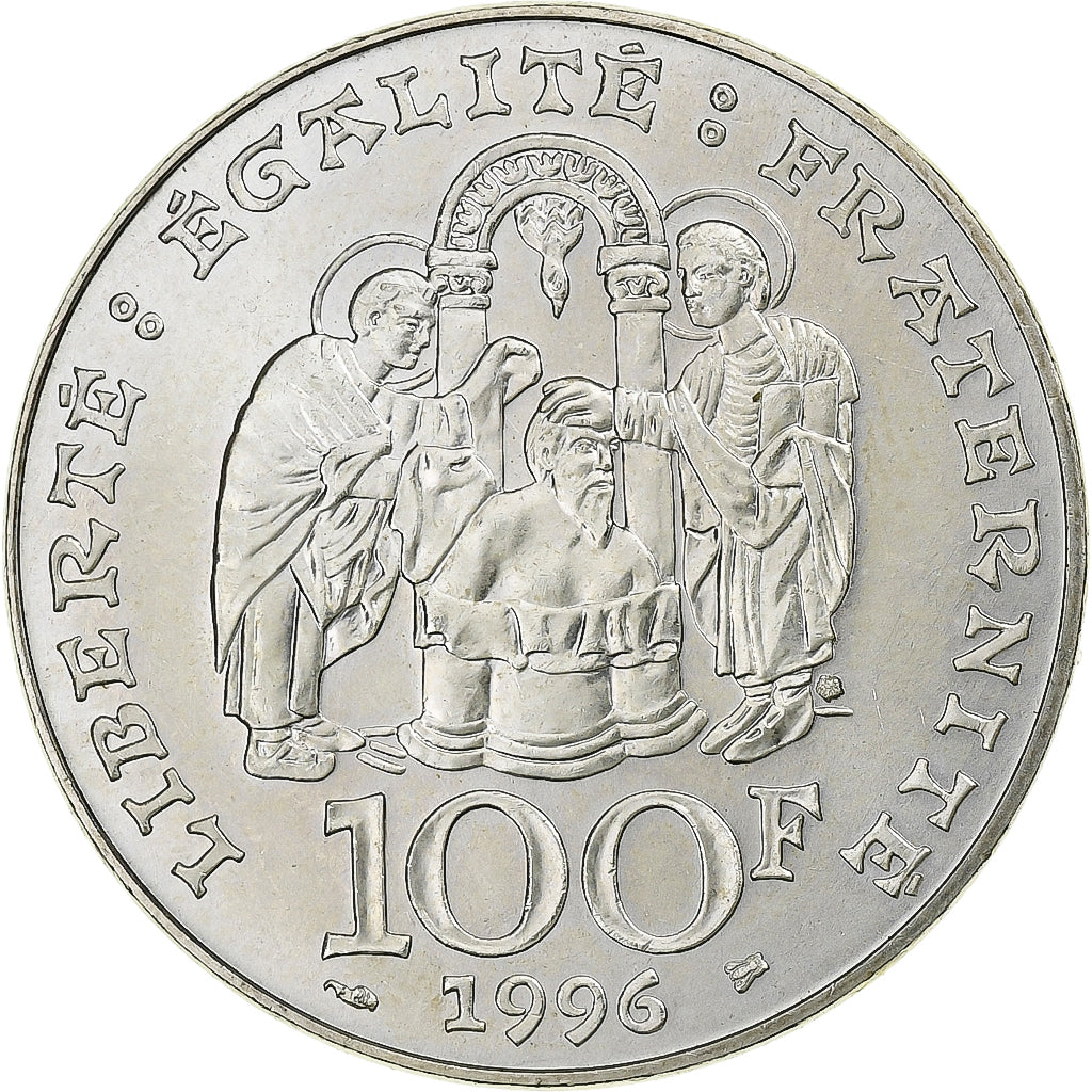 Moeda, França, Clovis, 100 Francs, 1996, FDC, MS(65-70), Prata, KM:1180