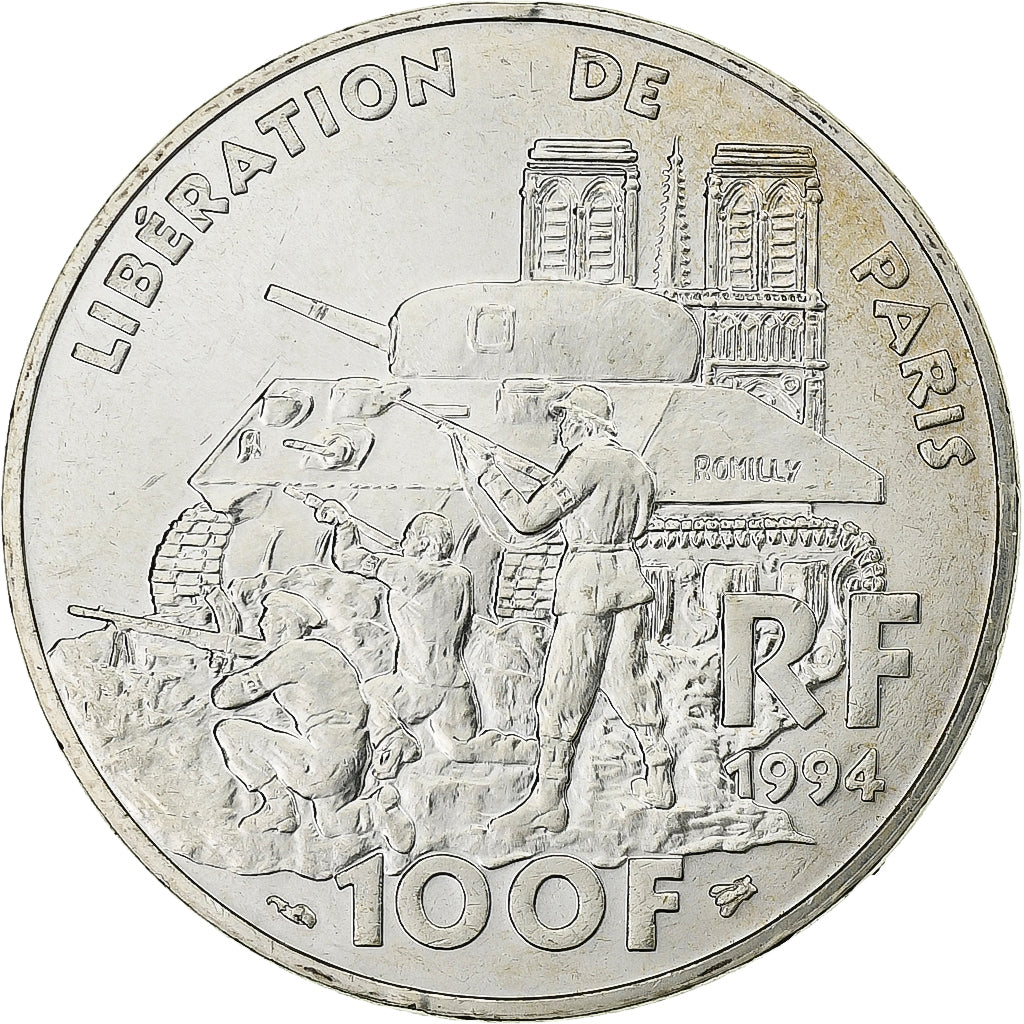 Münze, Frankreich, Libération de Paris, 100 Francs, 1994, VZ+, Silber