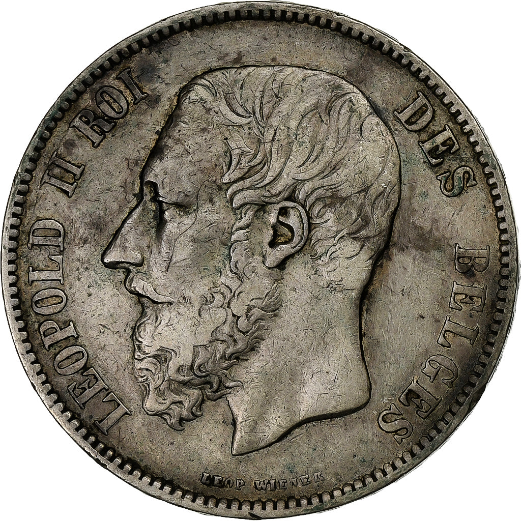 Moneta, Belgio, Leopold II, 5 Francs, 5 Frank, 1870, MB+, Argento, KM:24
