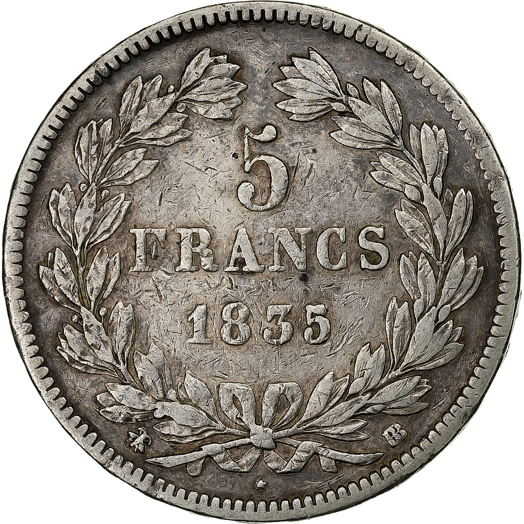 Frankreich, 5 Francs, Louis-Philippe, 1835, Strasbourg, Silber, S+, Gadoury:678