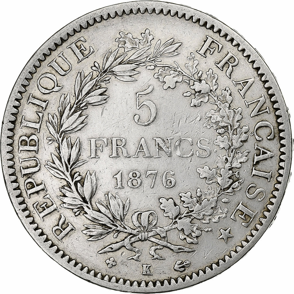 Münze, Frankreich, Hercule, 5 Francs, 1876, Bordeaux, SS, Silber, KM:820.2