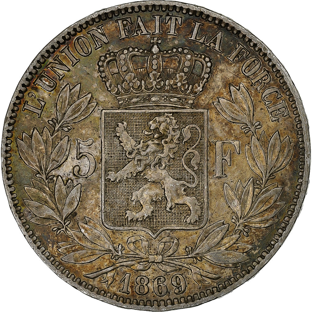 Belgium, Leopold II, 5 Francs, 5 Frank, 1869, Silver, EF(40-45), KM:24