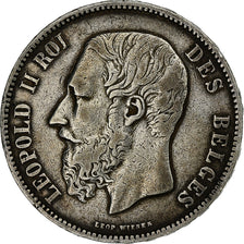 Moneta, Belgio, Leopold II, 5 Francs, 5 Frank, 1875, BB, Argento, KM:24