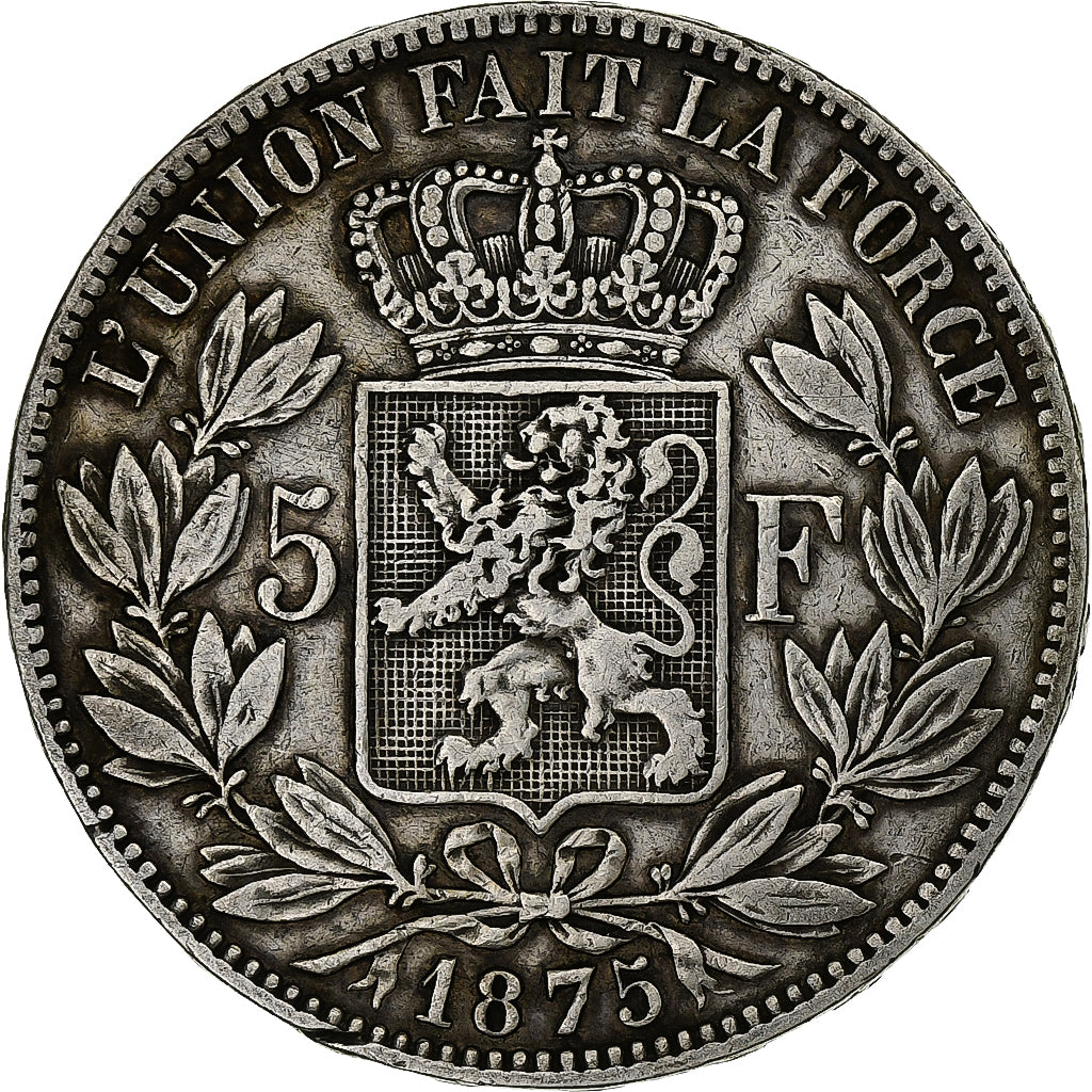 Moneta, Belgio, Leopold II, 5 Francs, 5 Frank, 1875, BB, Argento, KM:24