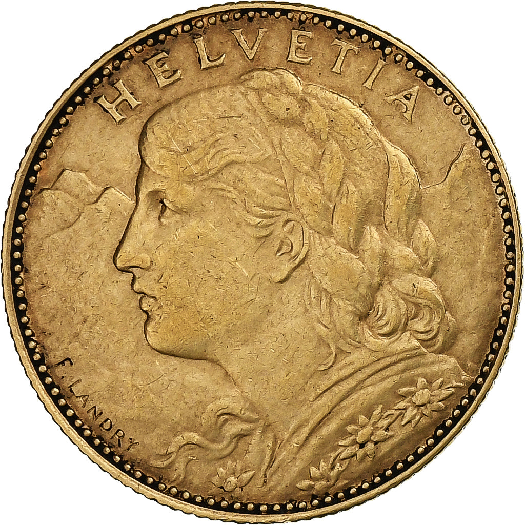 Switzerland, 10 Francs, 1911, Bern, Gold, AU(50-53), KM:36