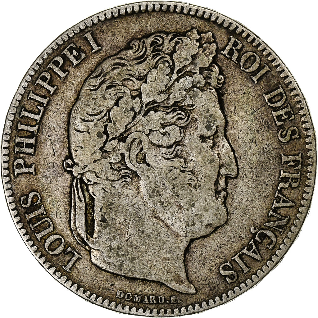 Moneta, Francia, Louis-Philippe, 5 Francs, 1833, Lille, MB+, Argento, KM:749.13