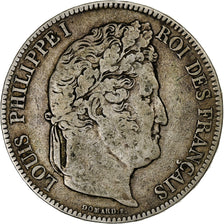 Moeda, França, Louis-Philippe, 5 Francs, 1833, Lille, VF(30-35), Prata
