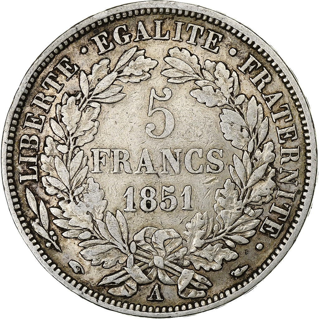 Coin, France, Cérès, 5 Francs, 1851, Paris, VF(30-35), Silver, KM:761.1