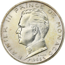 Coin, Monaco, Rainier III, 5 Francs, 1966, MS(63), Silver, KM:141, Gadoury:MC