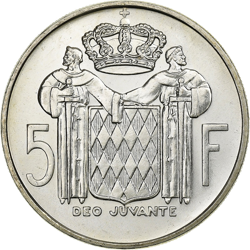 Coin, Monaco, Rainier III, 5 Francs, 1966, MS(63), Silver, KM:141, Gadoury:MC