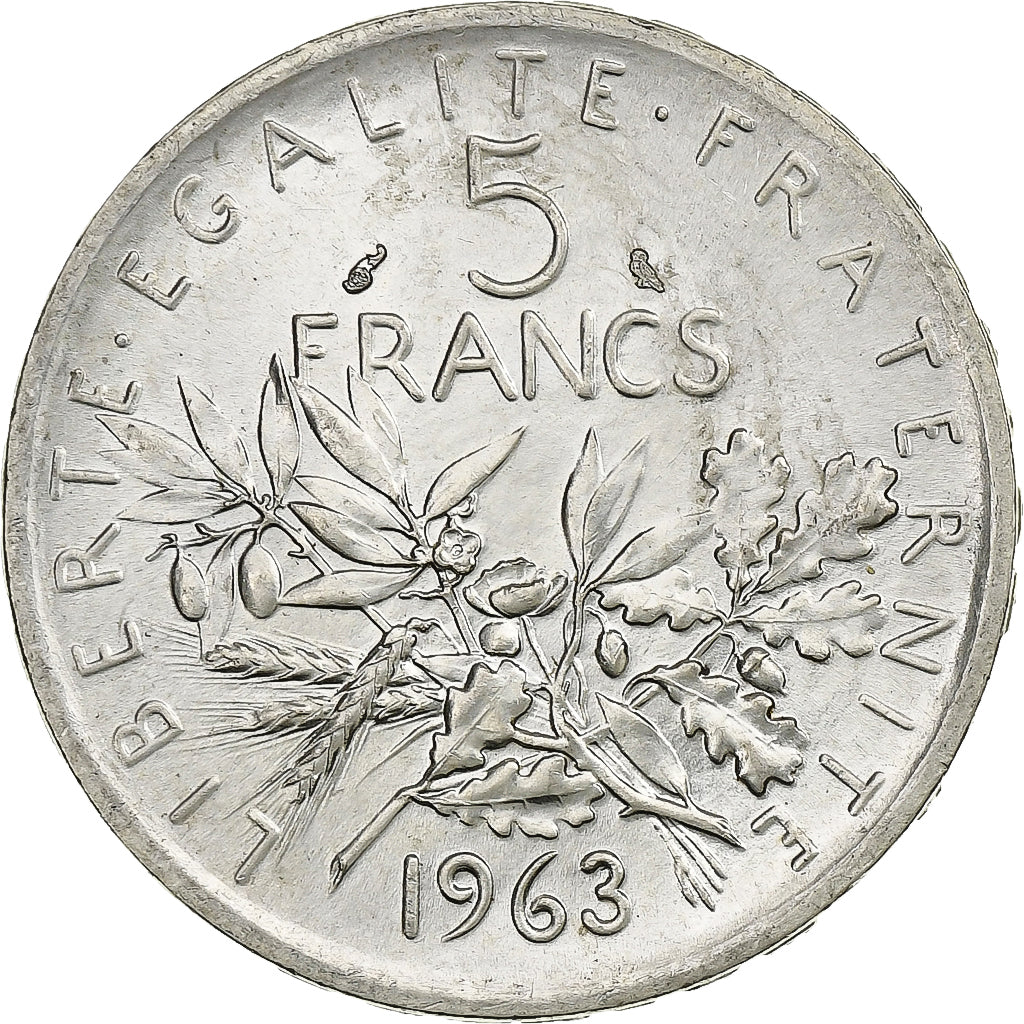Coin, France, Semeuse, 5 Francs, 1963, Paris, MS(60-62), Silver, KM:926